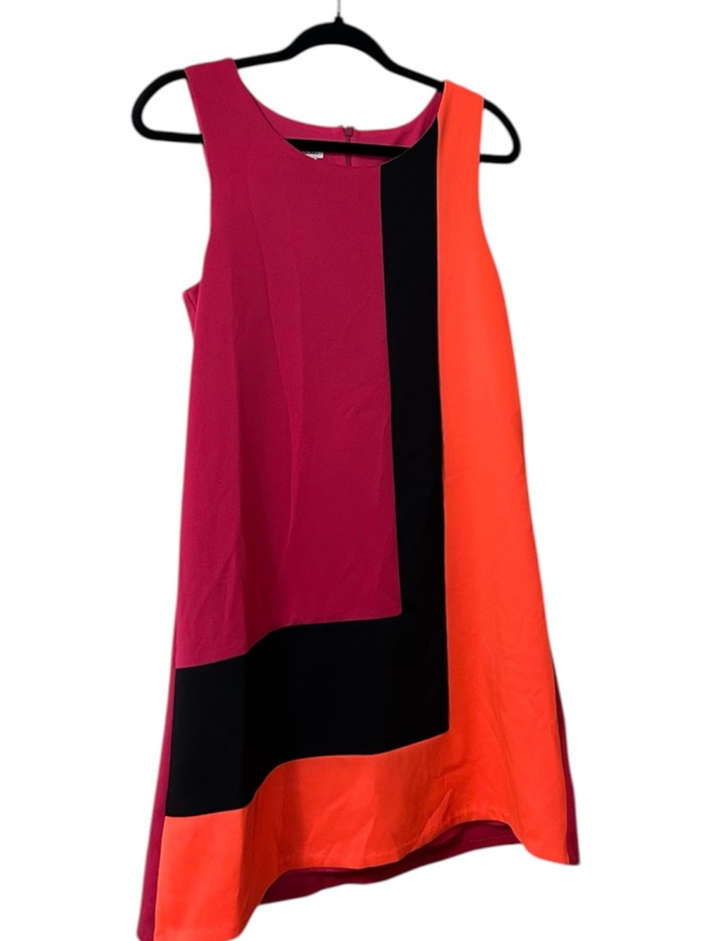 Colorblock Sleeveless Mini Dress in Pink, Black & Orange